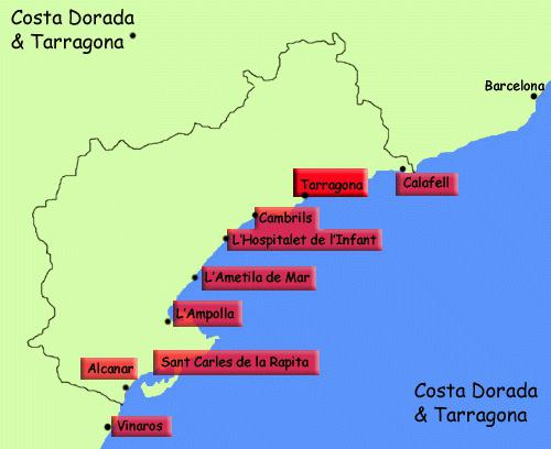 Karta hotela Costa Dorada Španjolska